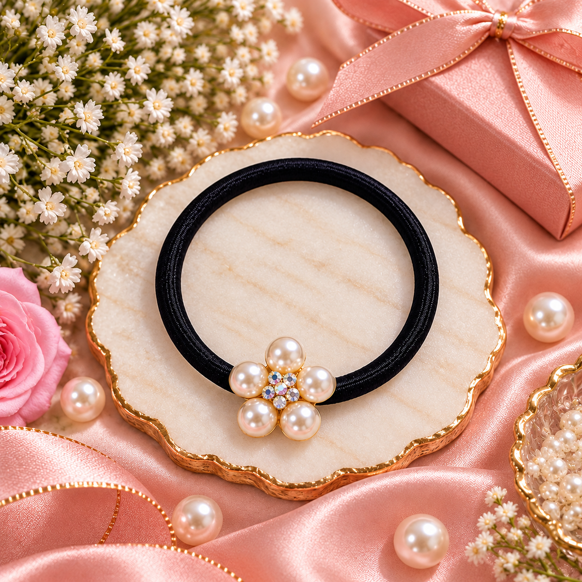 Pearl Flower Hair Tie