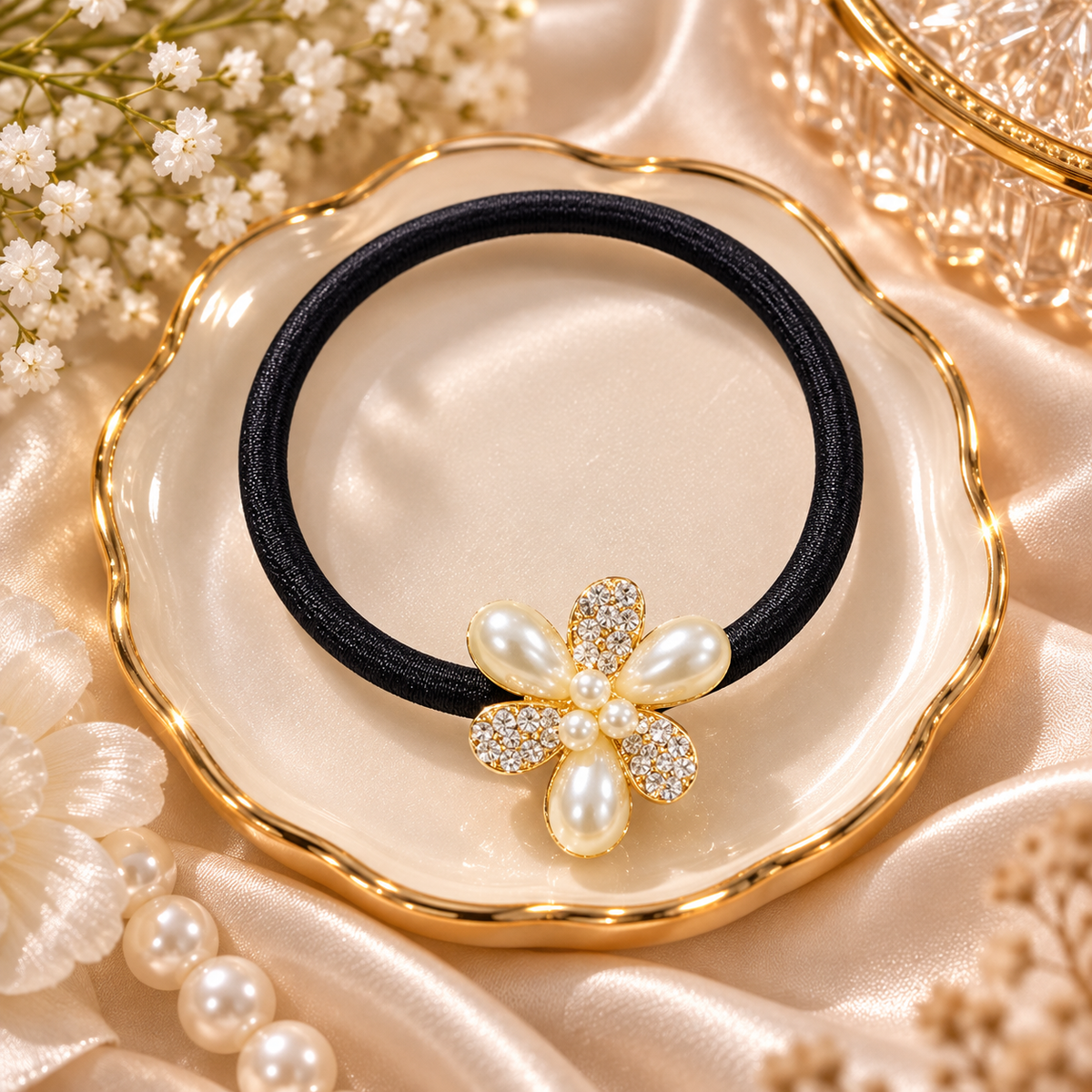 Pearl Flower Hair Tie