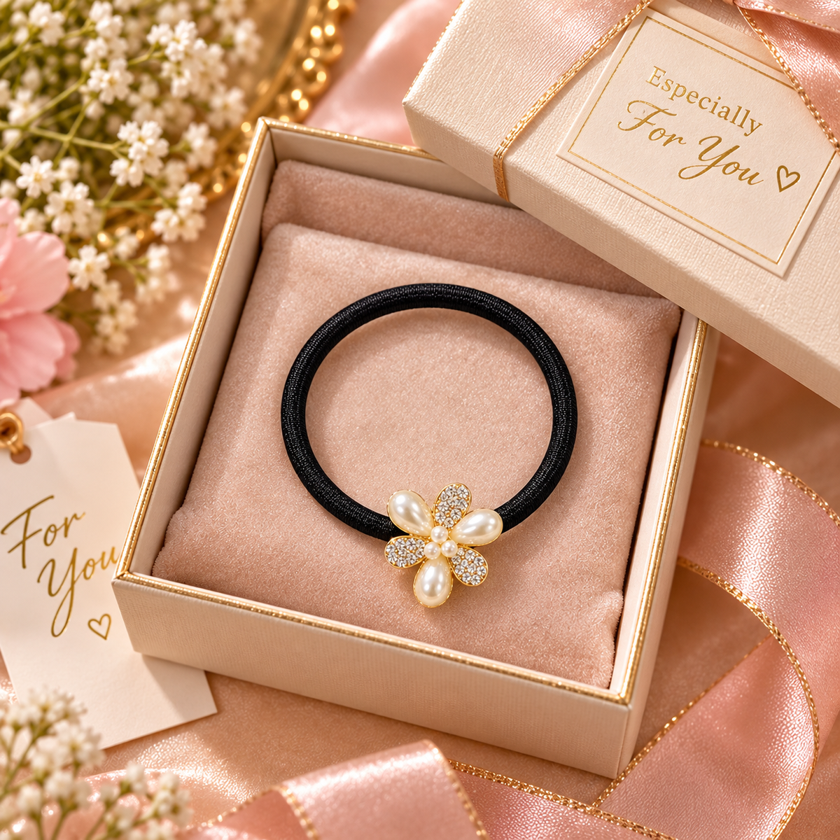Pearl Flower Hair Tie