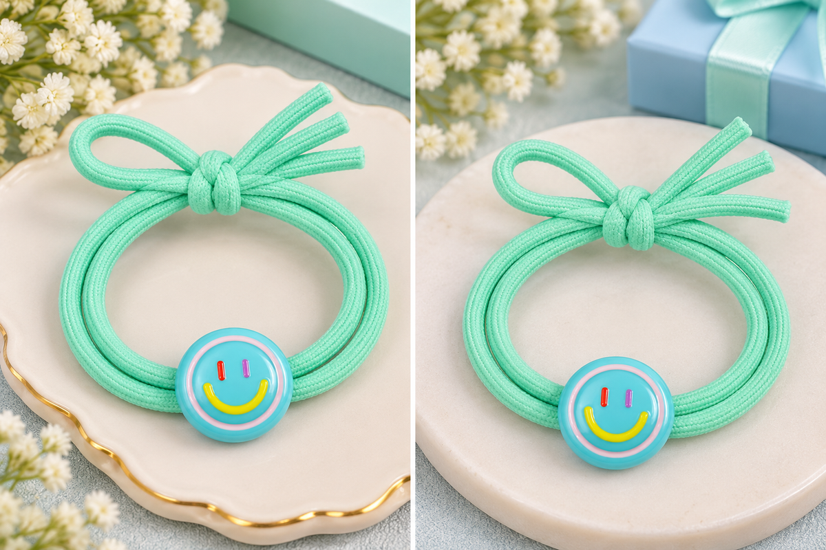 Mint Green Smiley Hair Tie