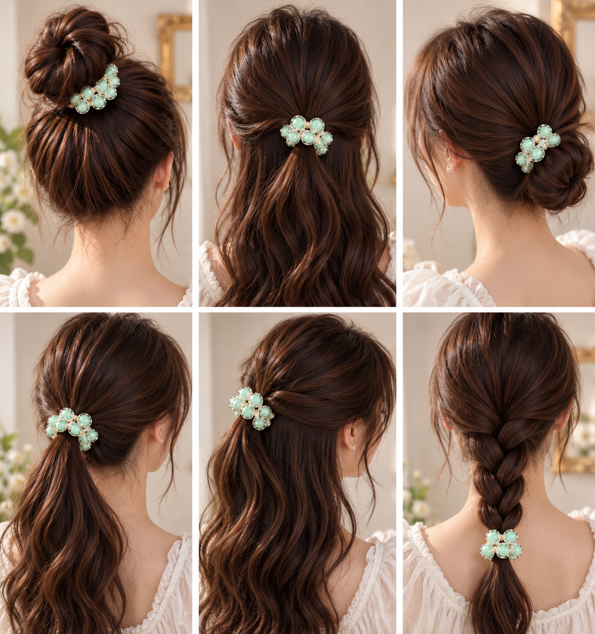 Mint Green Beaded Hair Tie