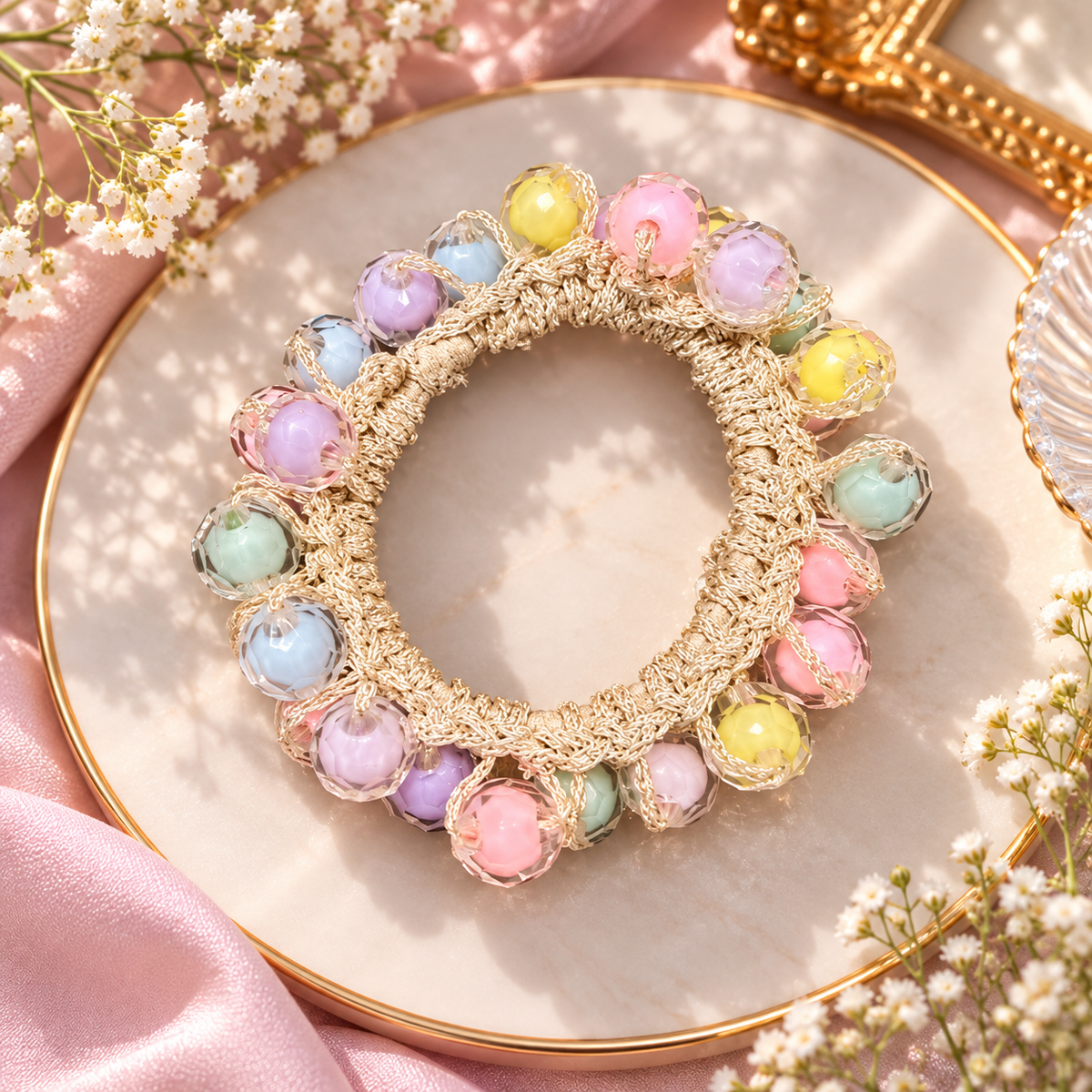 Multicolor Beaded Hair Tie