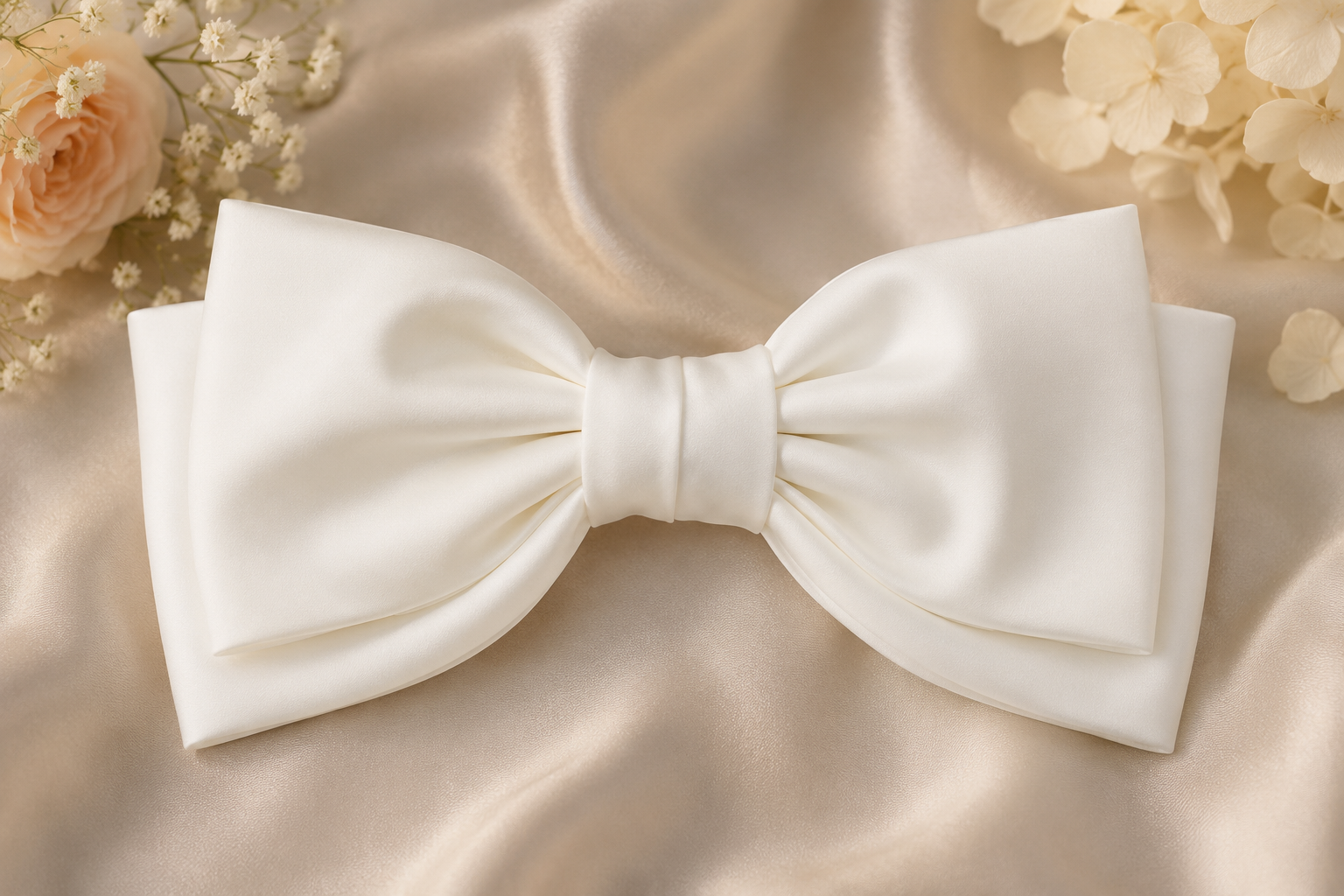 Elegant White Bow Hair Clip for Women & Girls
