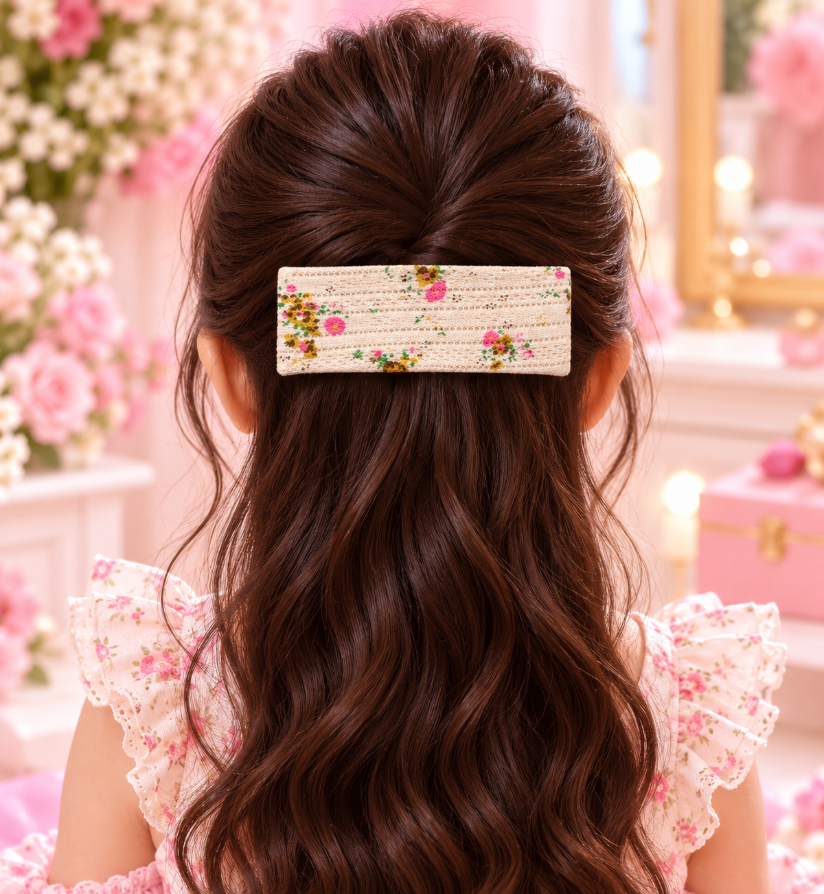 Cream Floral Bow Hair Pin Set