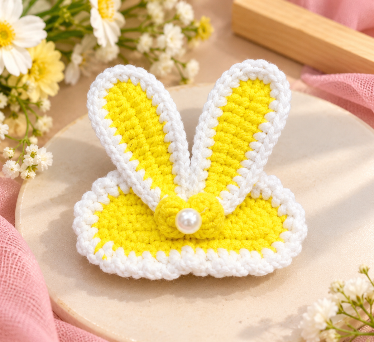 Cute Yellow Bunny Pearl Hair Clip