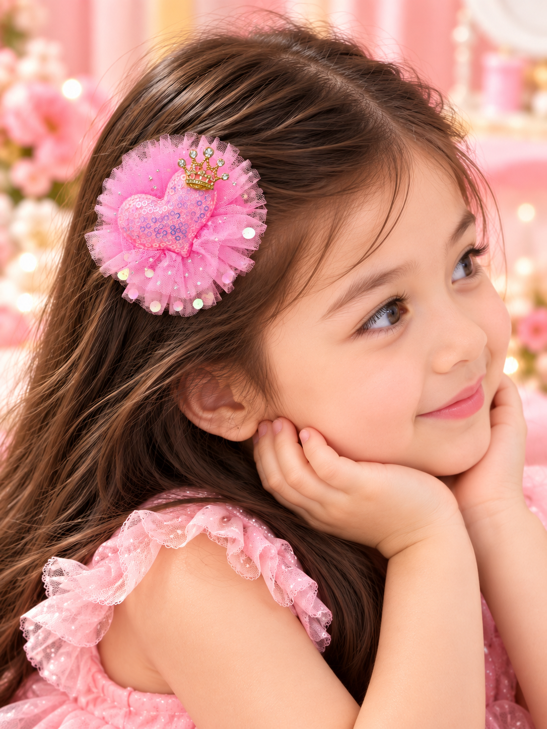 Pink Heart Crown Hair Pin