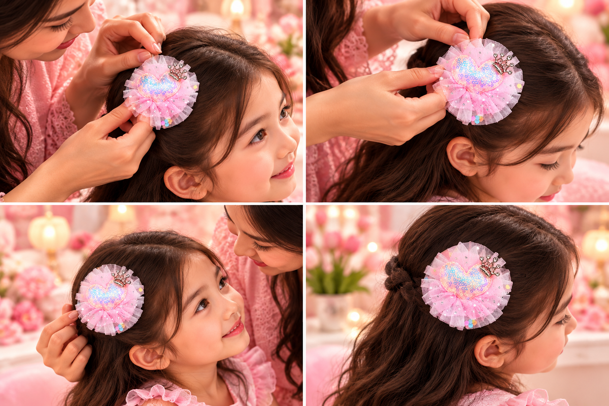 Pink Heart Crown Hair Pin