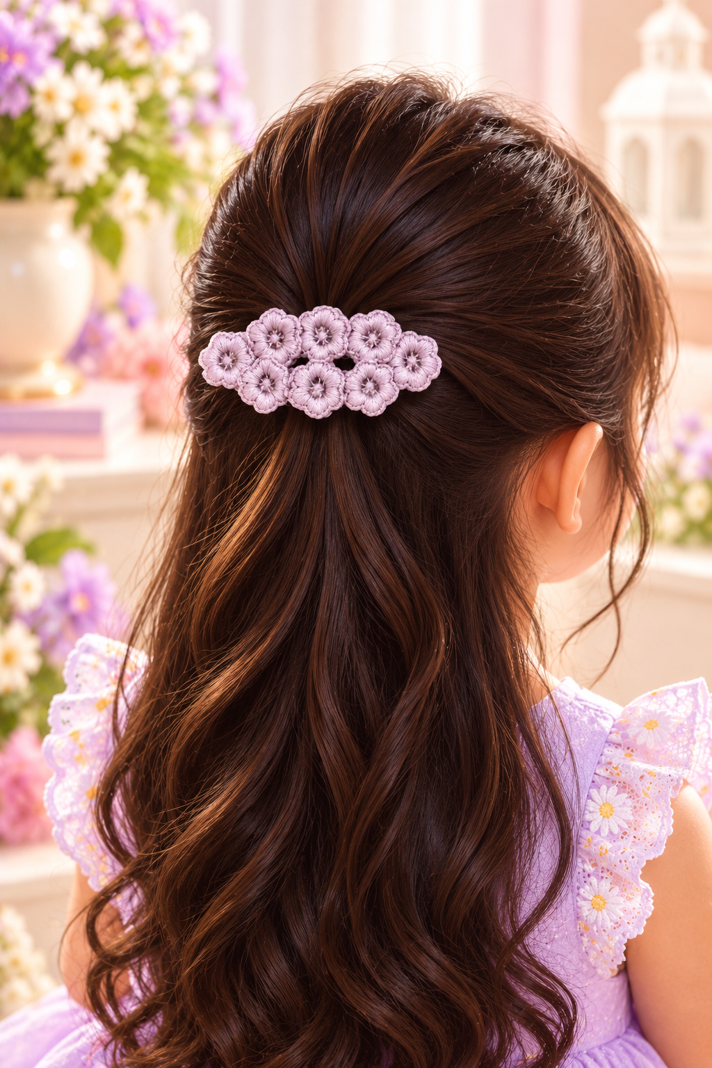 Purple Smiley & Floral Hair Pin Set