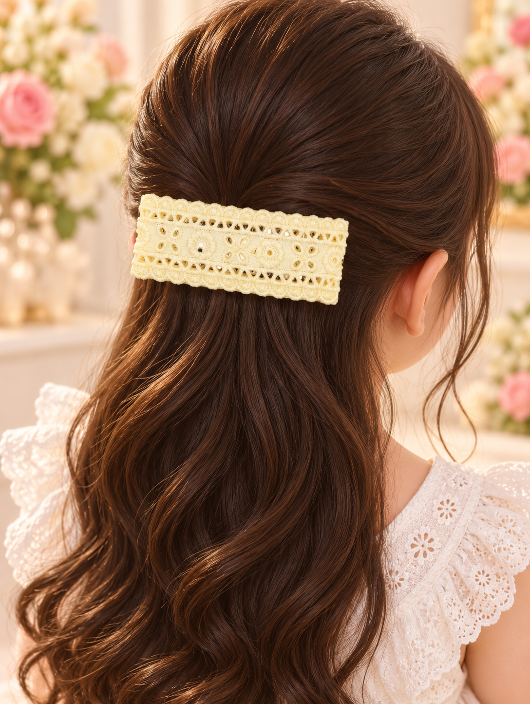 Yellow Lace Bow Hair Pin Set