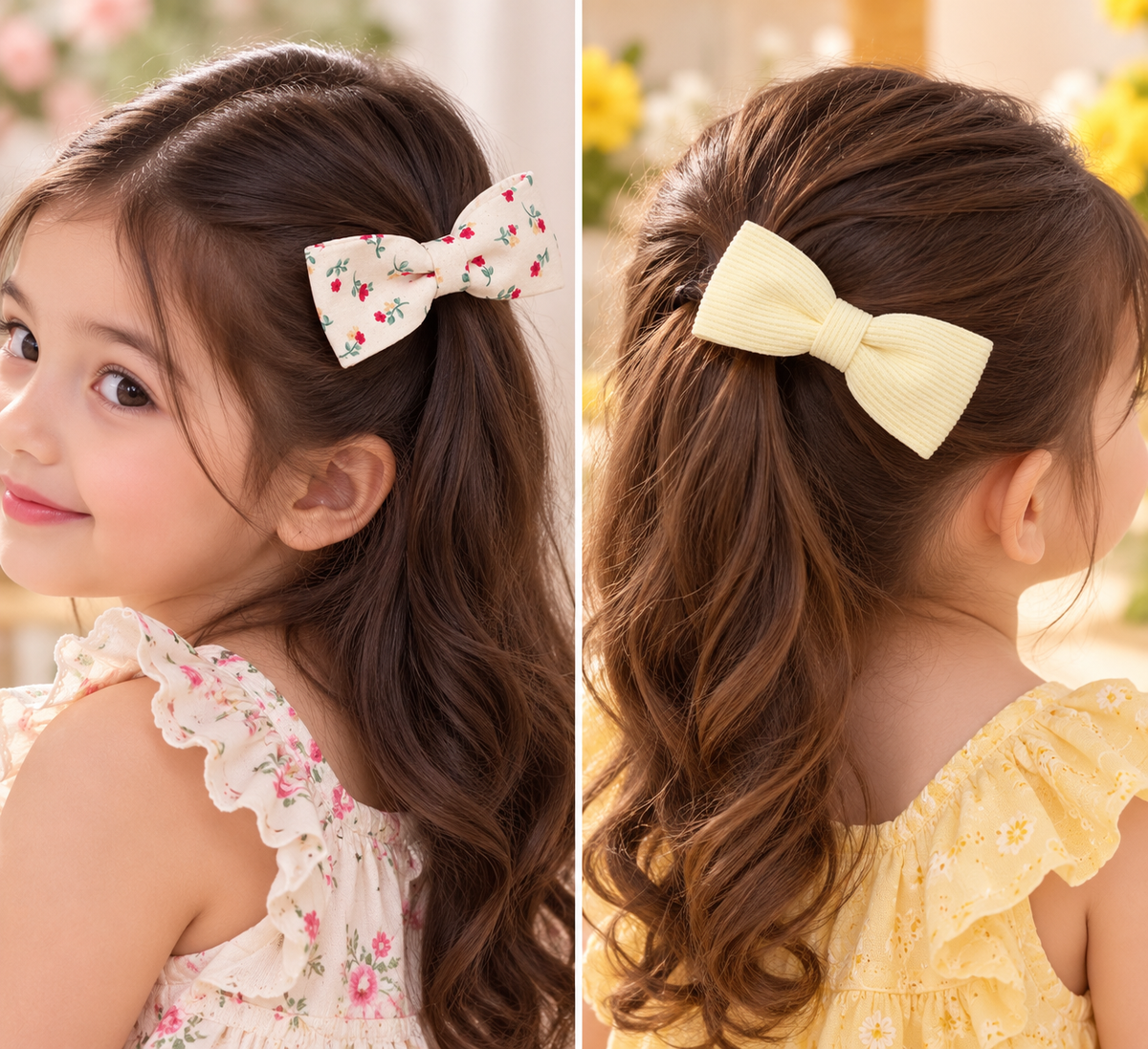 Cream Floral Bow Hair Pin Set