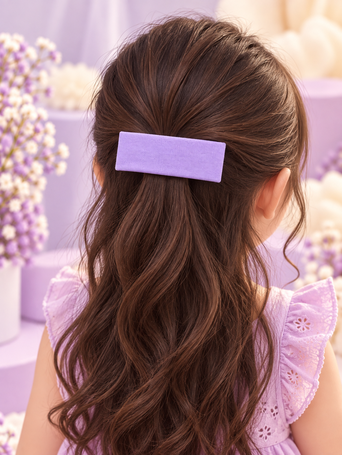 Lavender Checkered Bow Hair Pin
