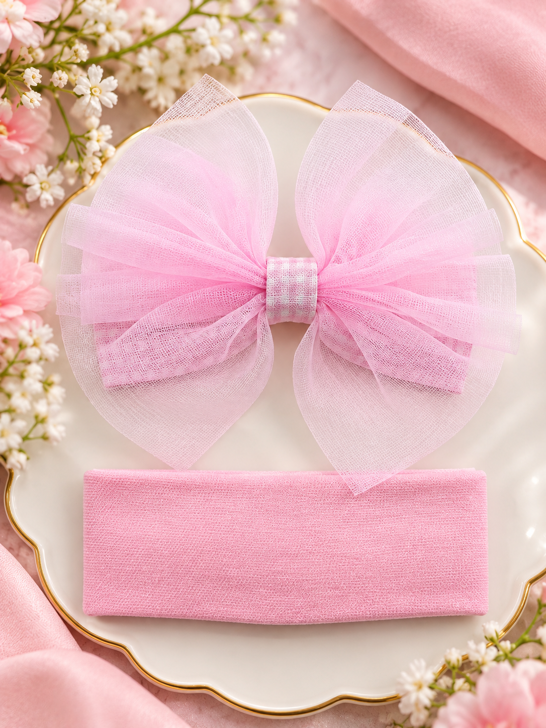 Pink Sheer Bow Hair Pin