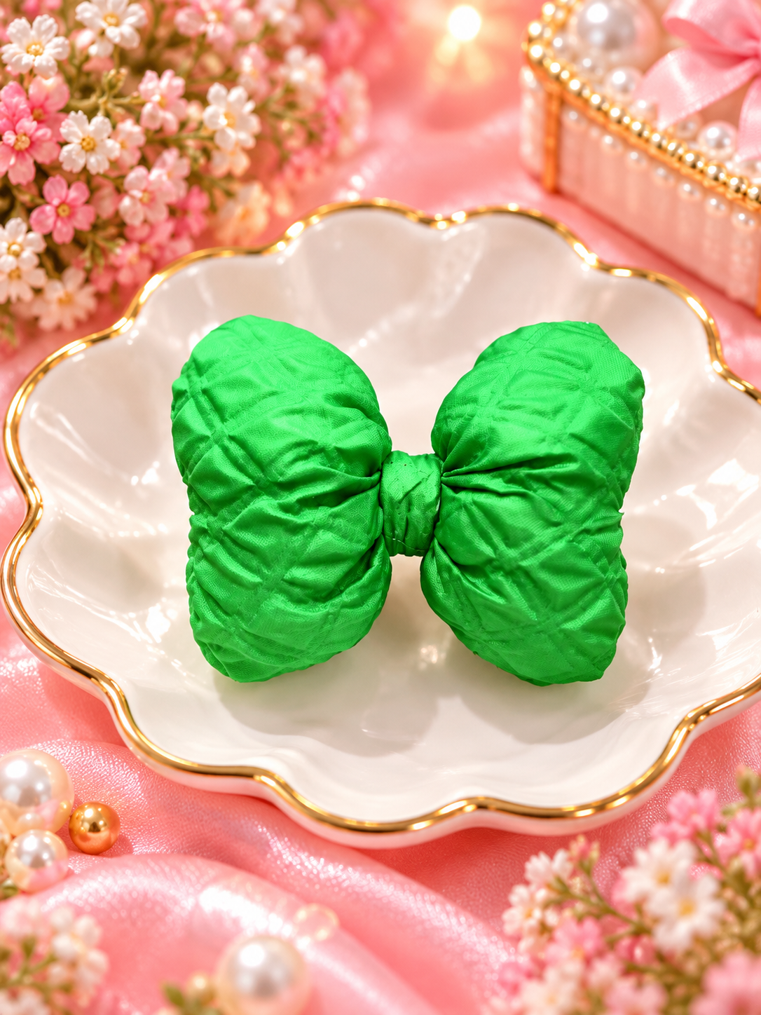 Green Bow Hair Pin