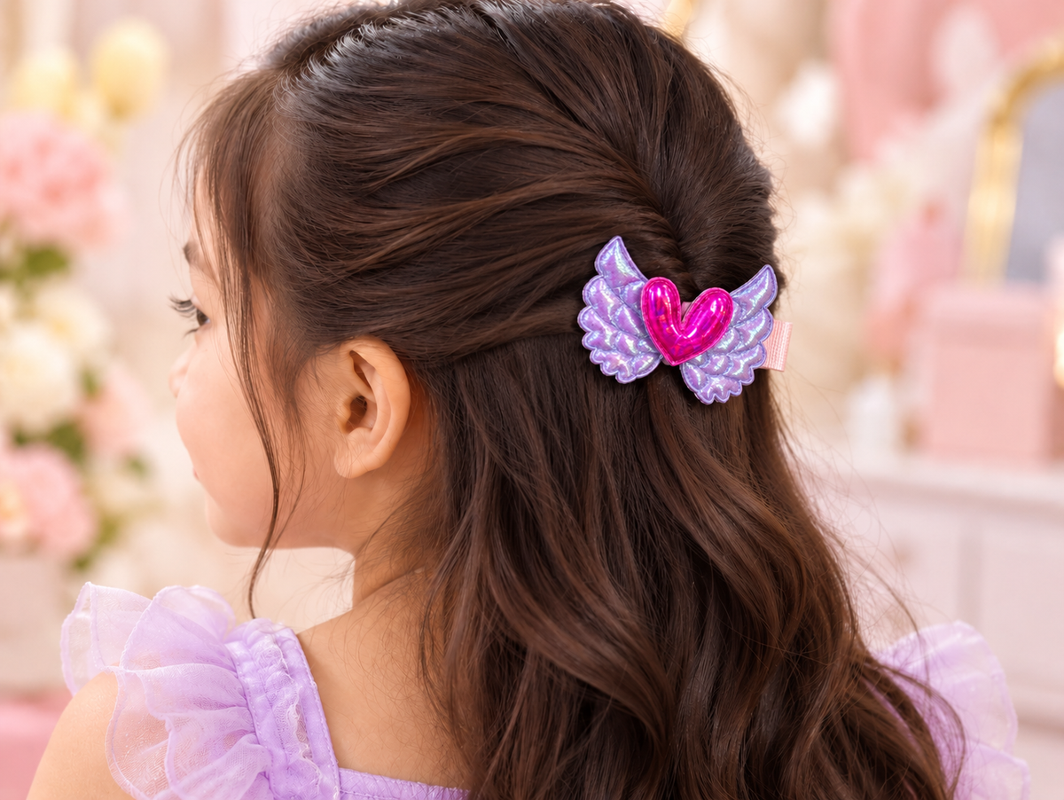 Purple Heart Wing Kids Hair Pin