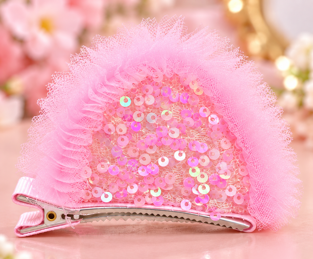 Pink Sequin Heart Hair Pin Set