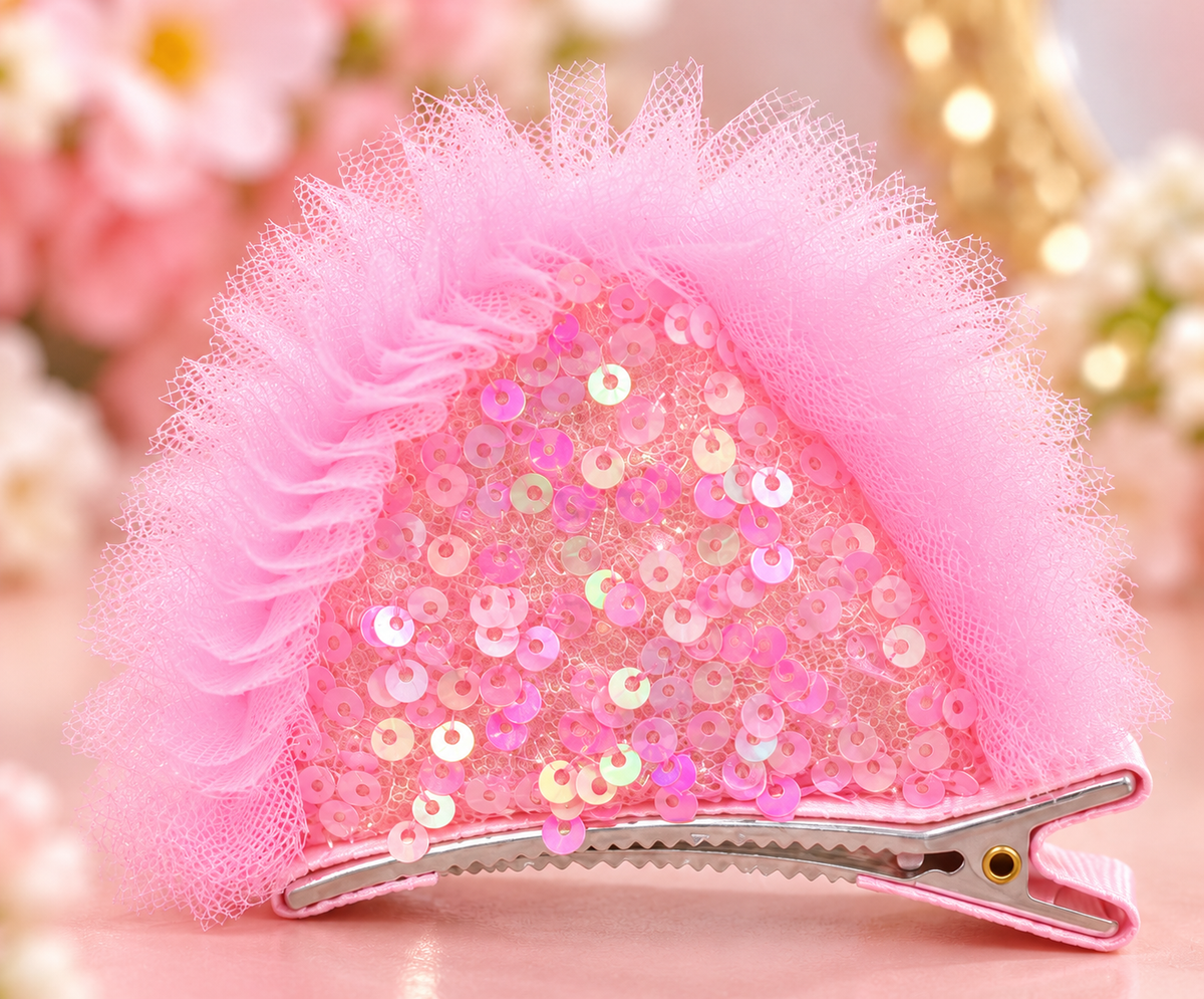 Pink Sequin Heart Hair Pin Set