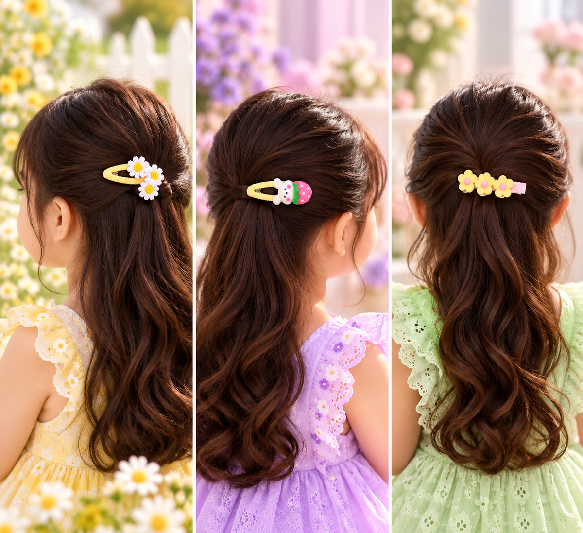 Kids Floral Bunny Hair Pin Set