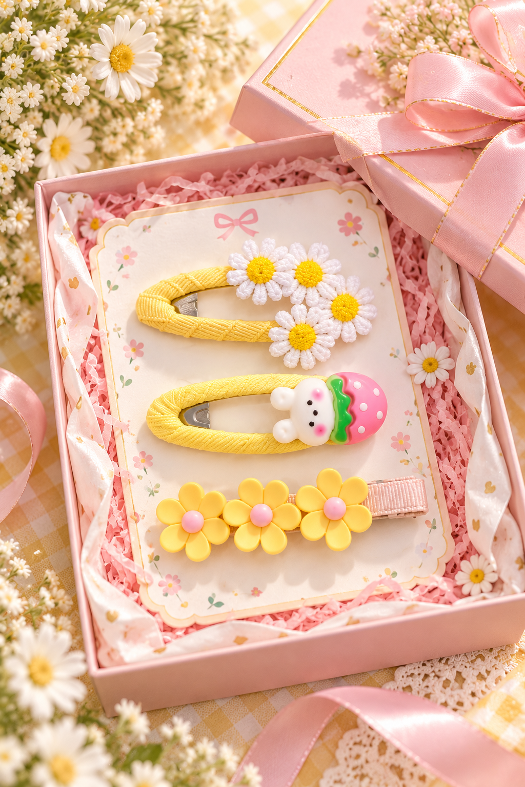 Kids Floral Bunny Hair Pin Set