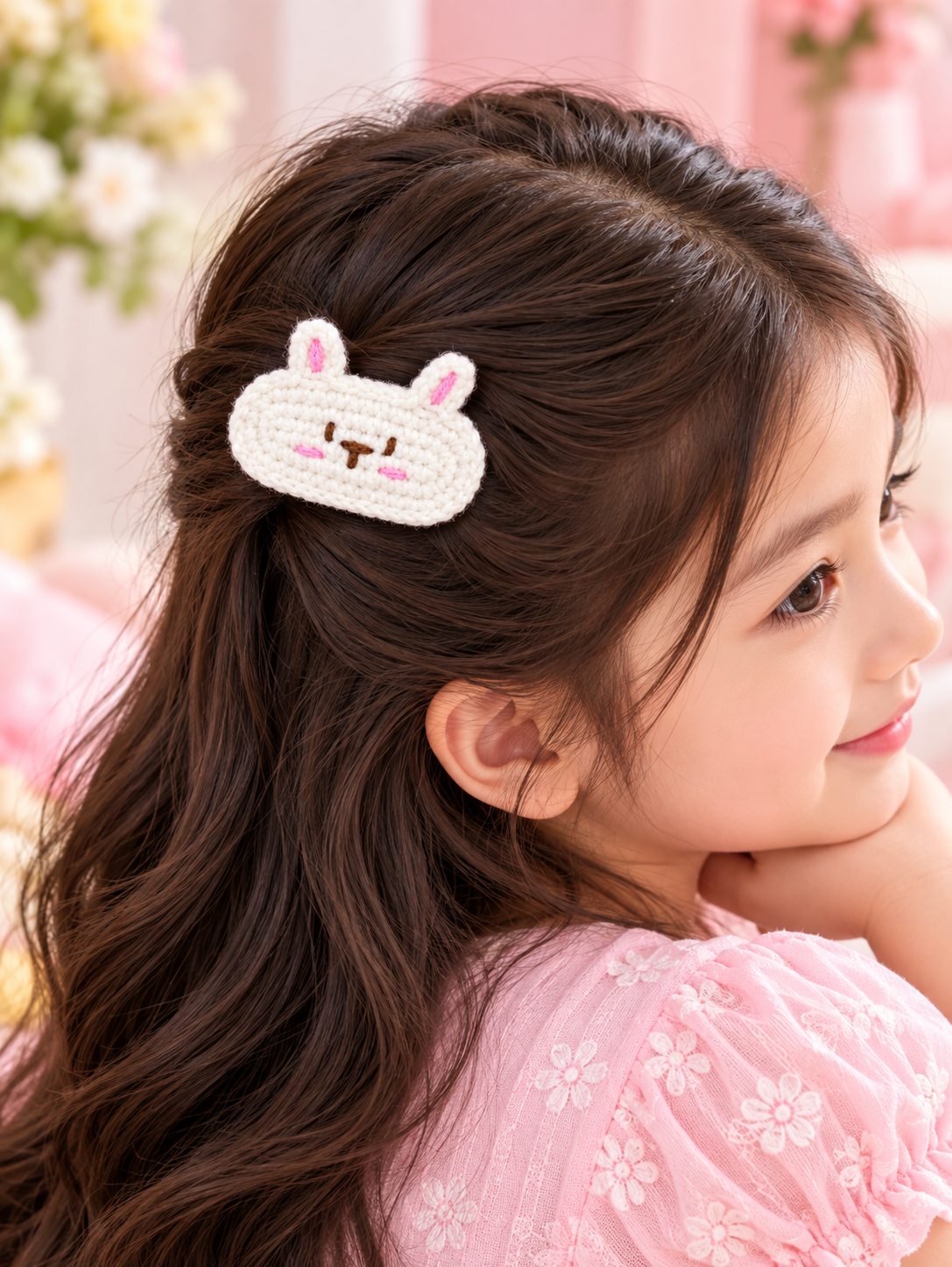 White Bunny Face Kids Hair Pin