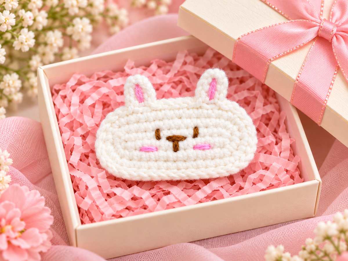 White Bunny Face Kids Hair Pin