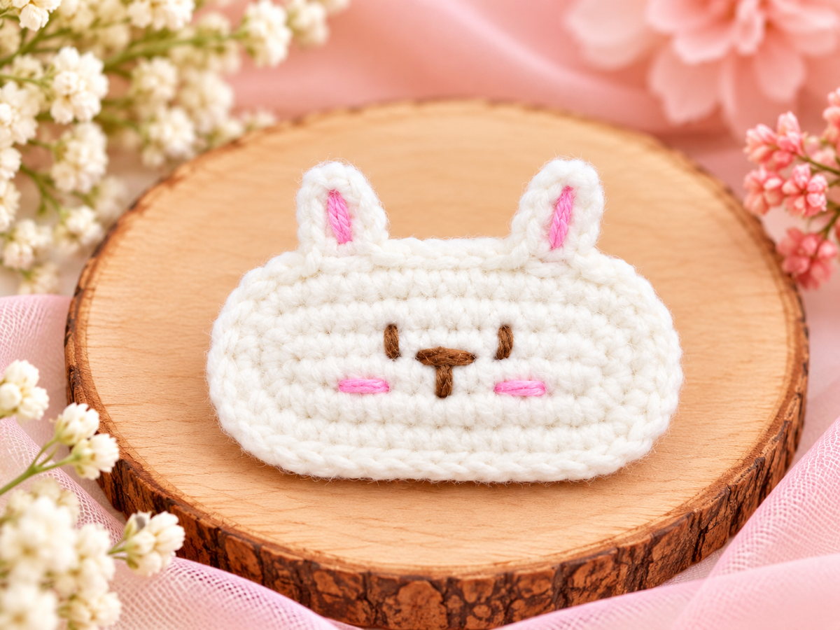 White Bunny Face Kids Hair Pin