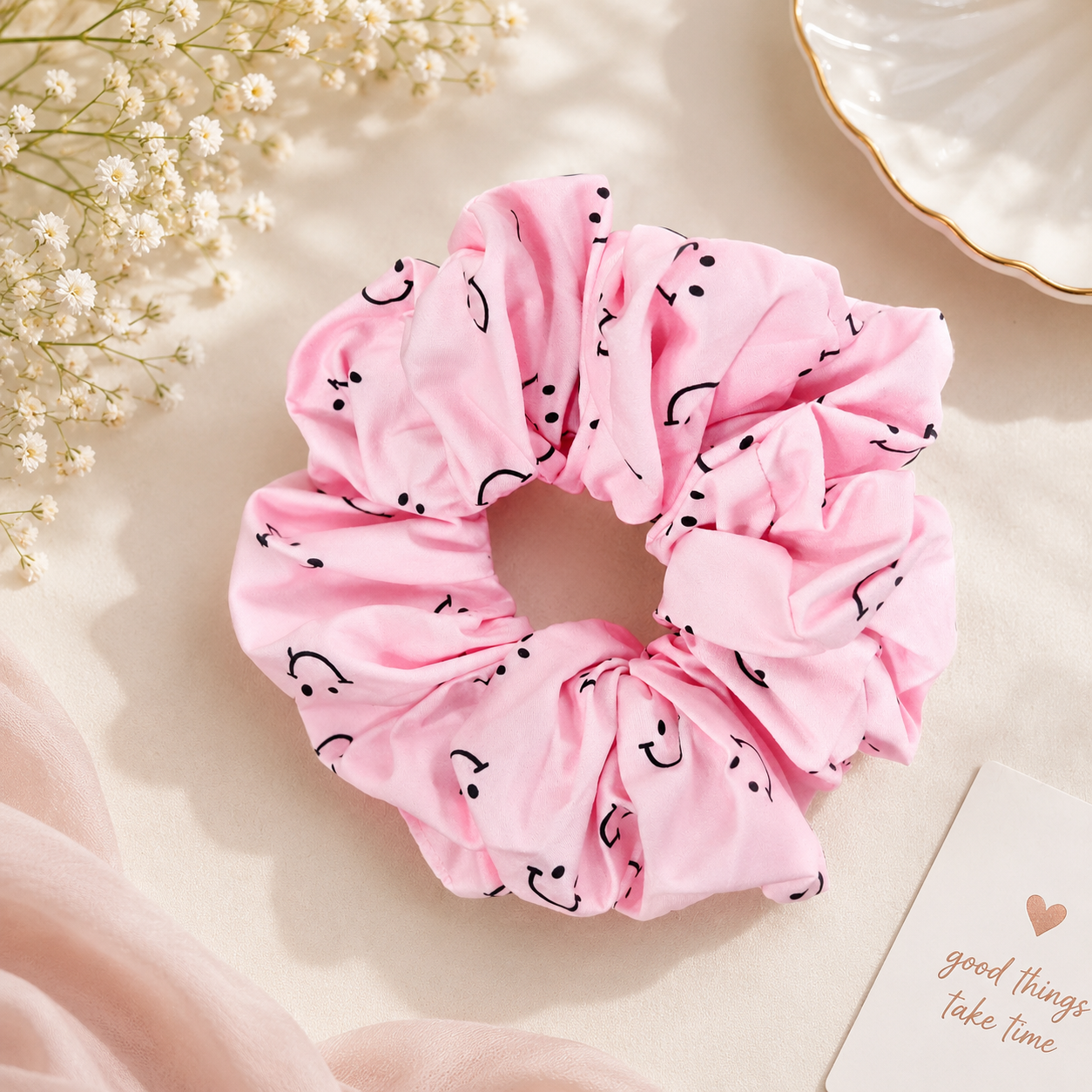 Pink Printed Big Scrunchie