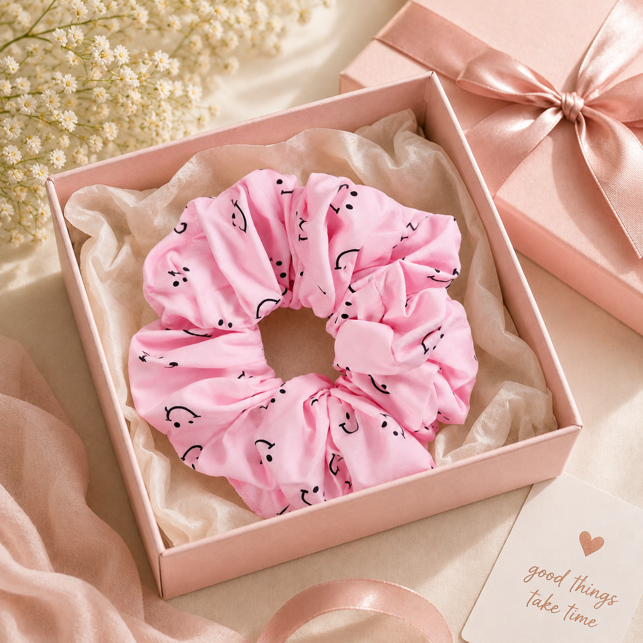 Pink Printed Big Scrunchie