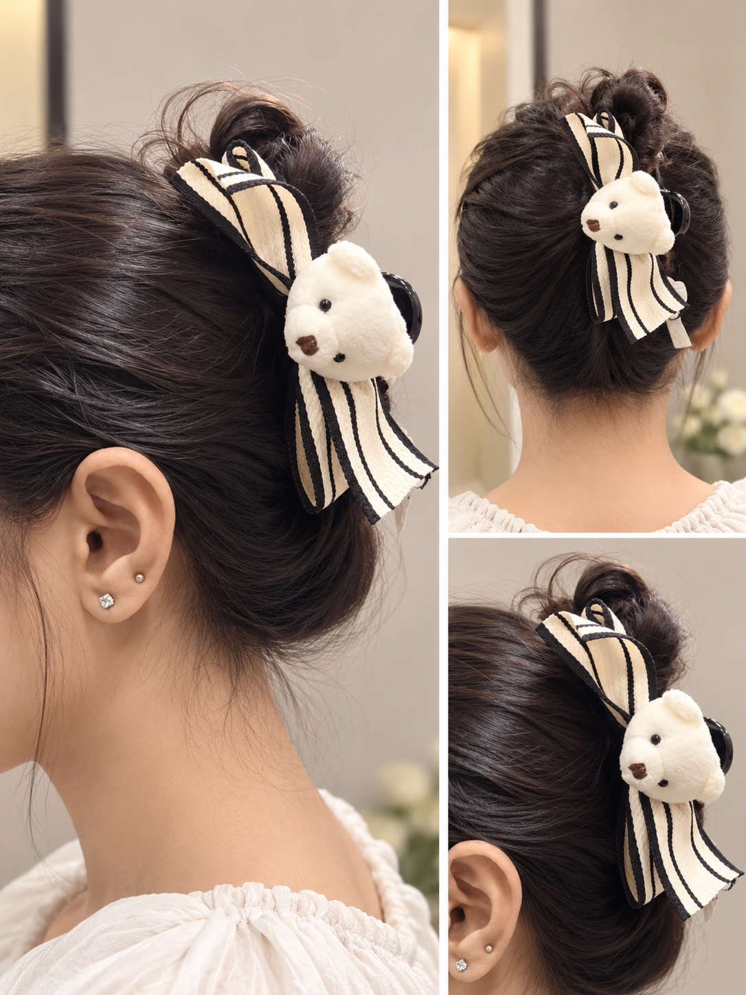 Teddy Bow Hair Clutcher