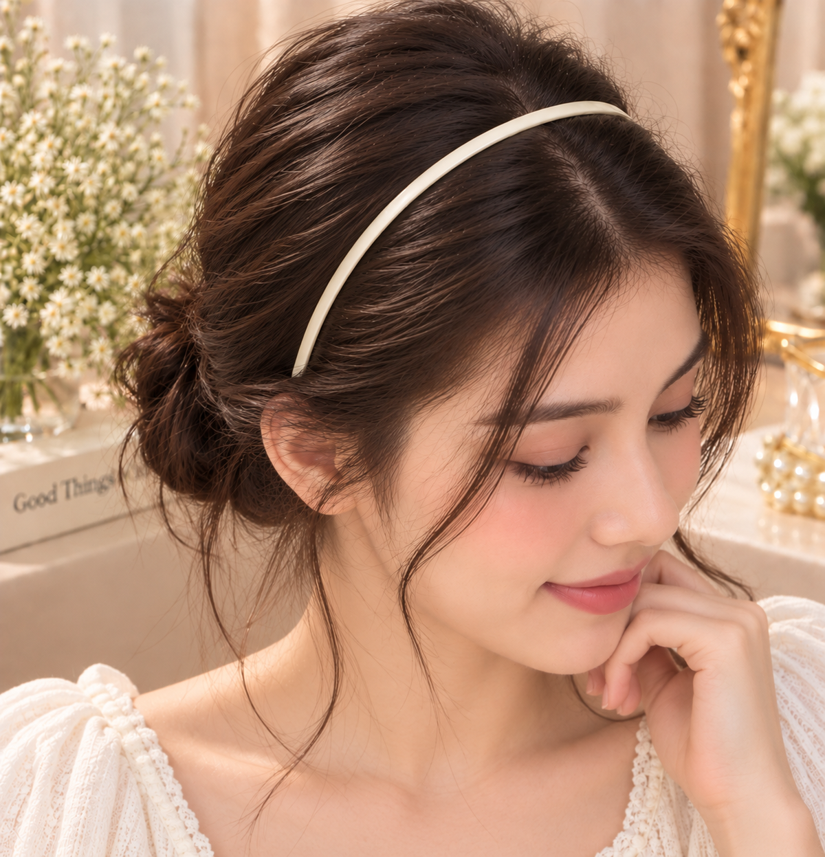 Cream Plain Hair Band