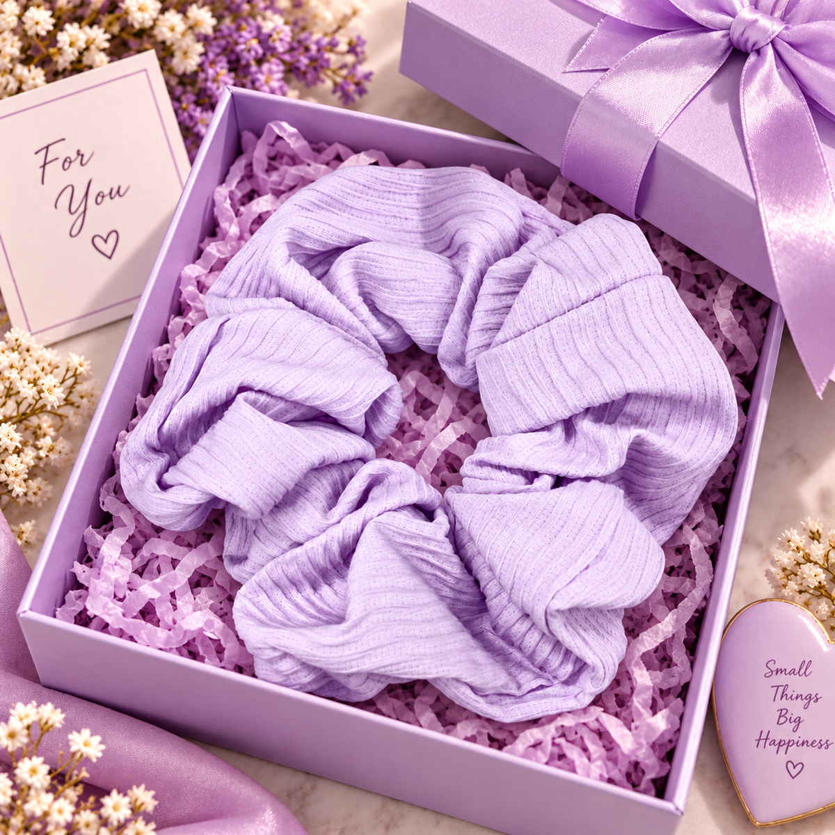 Lavender Ribbed Small Scrunchie