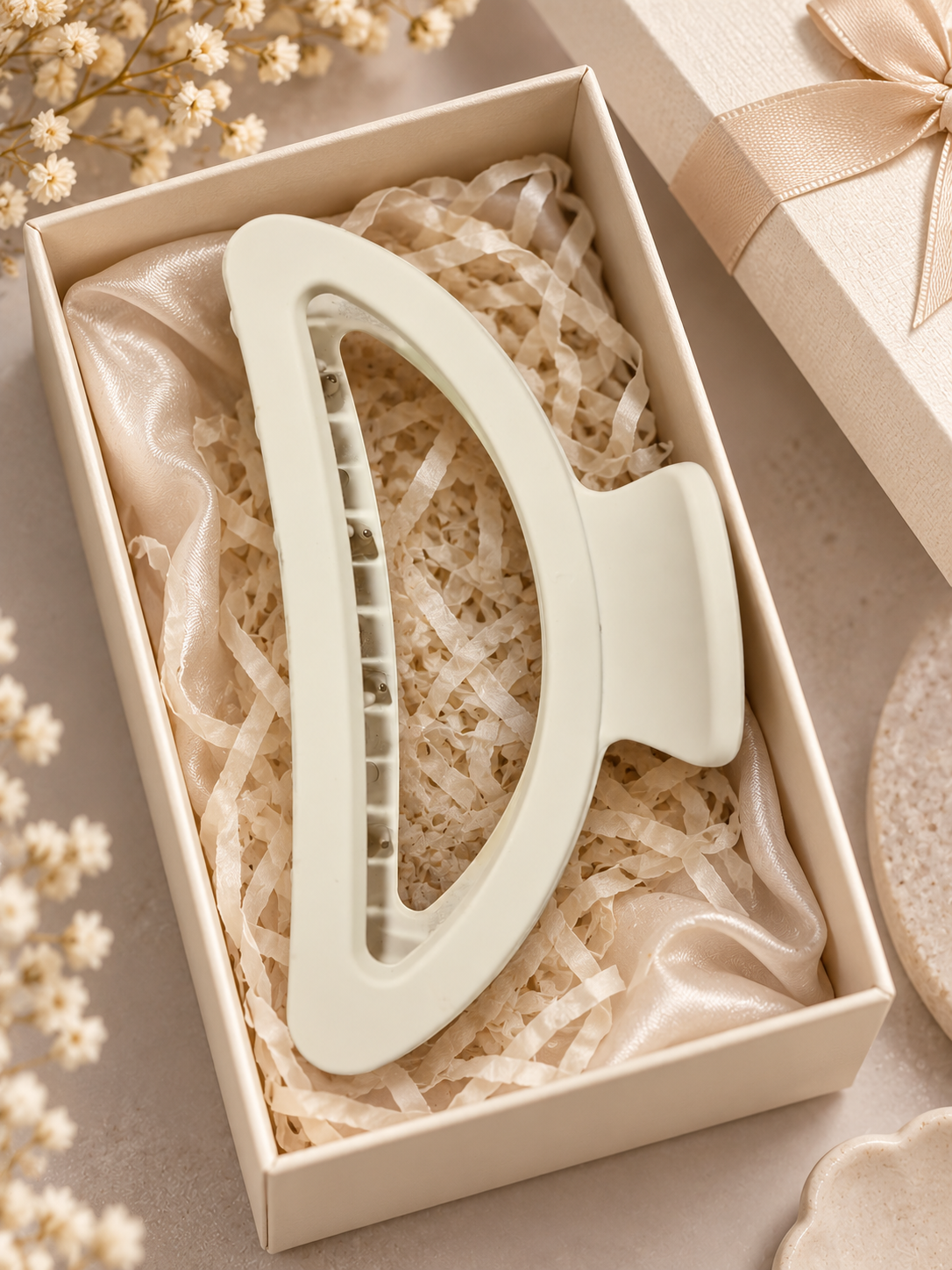 Cream Hair Claw Clip