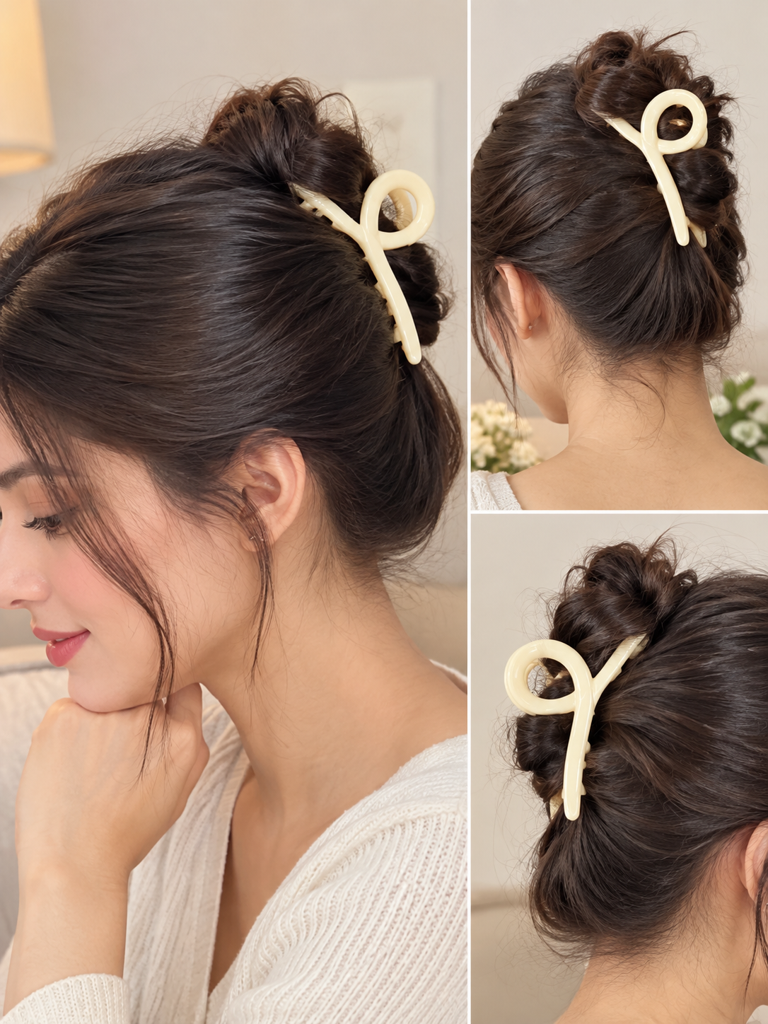 Cream Twist Hair Clutcher