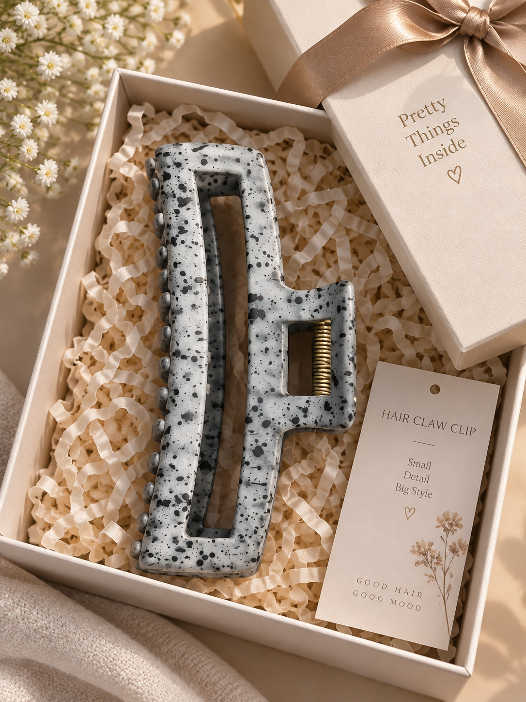 Grey Speckled Hair Claw Clip