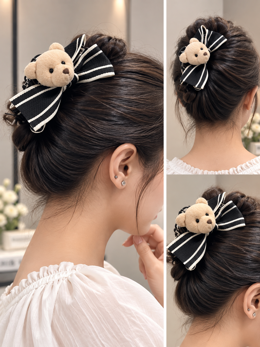 Black Stripe Teddy Hair Clutcher