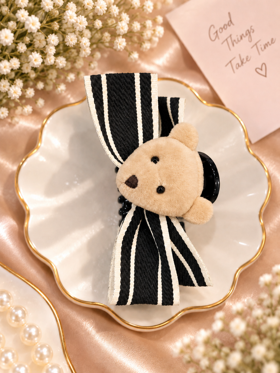 Black Stripe Teddy Hair Clutcher