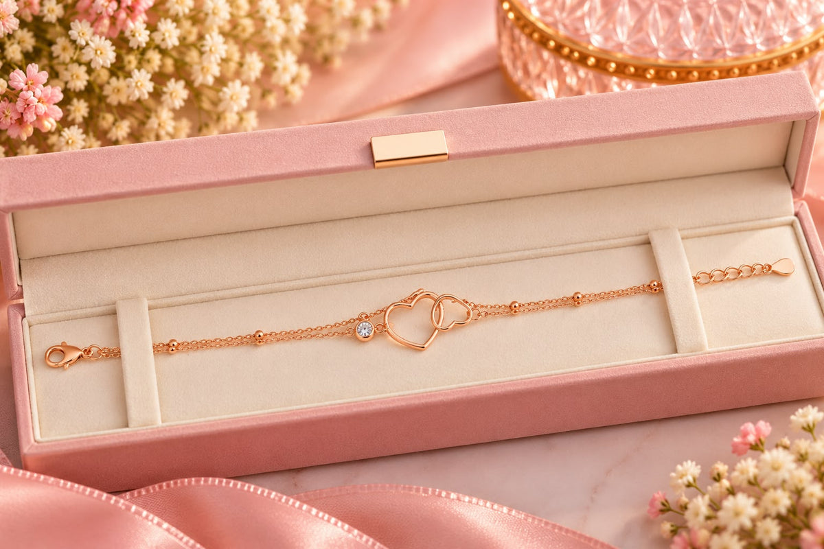 Rose Gold Double Heart Bracelet