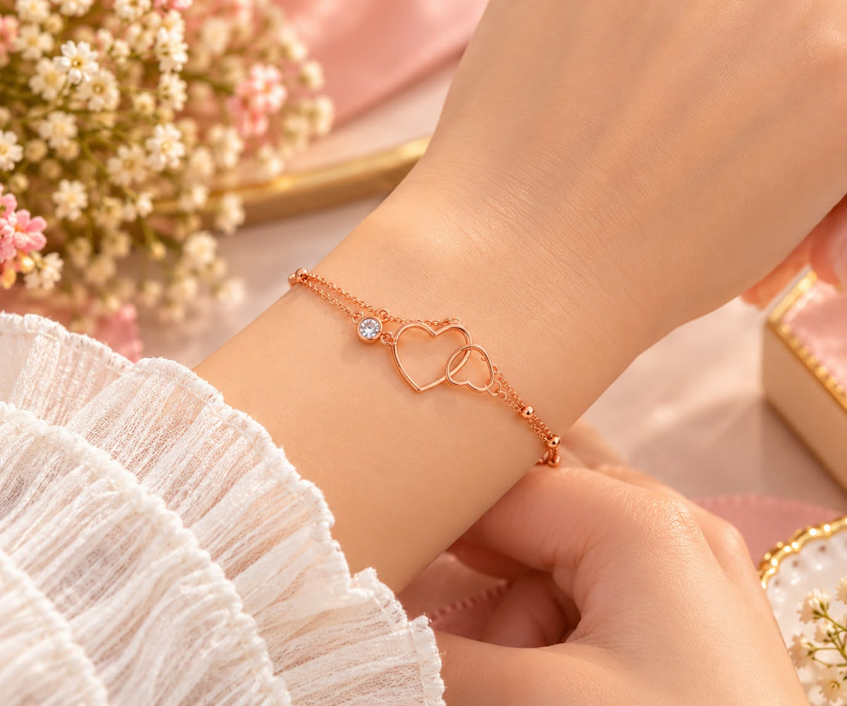 Rose Gold Double Heart Bracelet