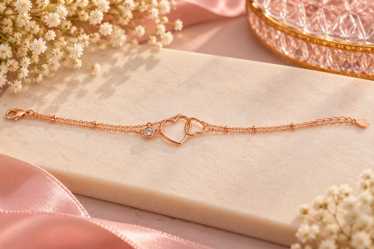 Rose Gold Double Heart Bracelet