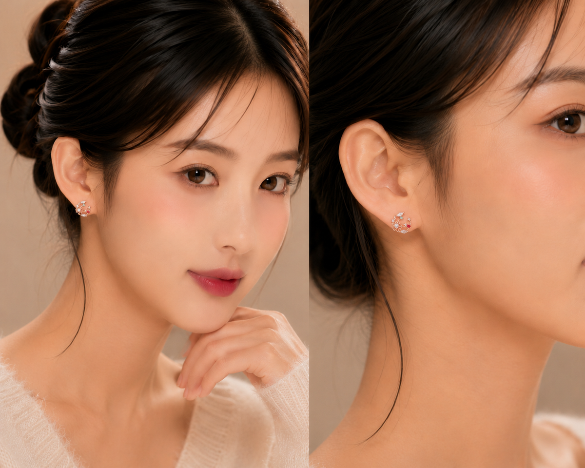 Rose Gold Floral Multicolor Crystal Drop Earrings for Women