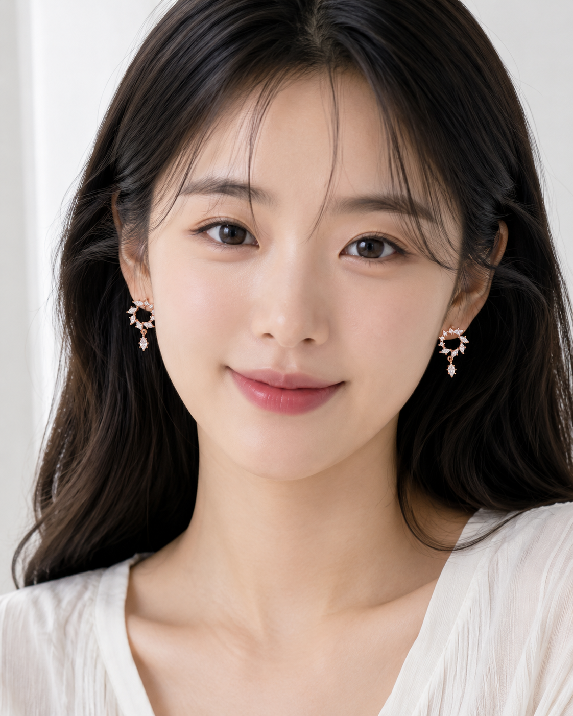 Rose Gold Crystal Leaf Hoop Drop Earrings for Women