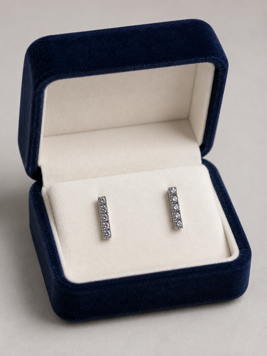 Silver Crystal Bar Drop Earrings for Women