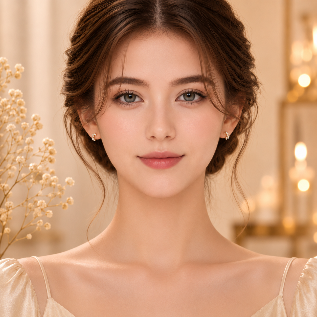 Gold Crystal Floral Hoop Stud Earrings for Women