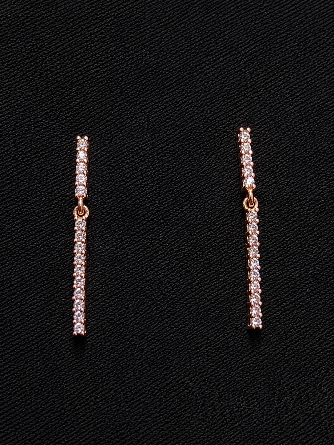 Rose Gold Crystal Double Bar Drop Earrings