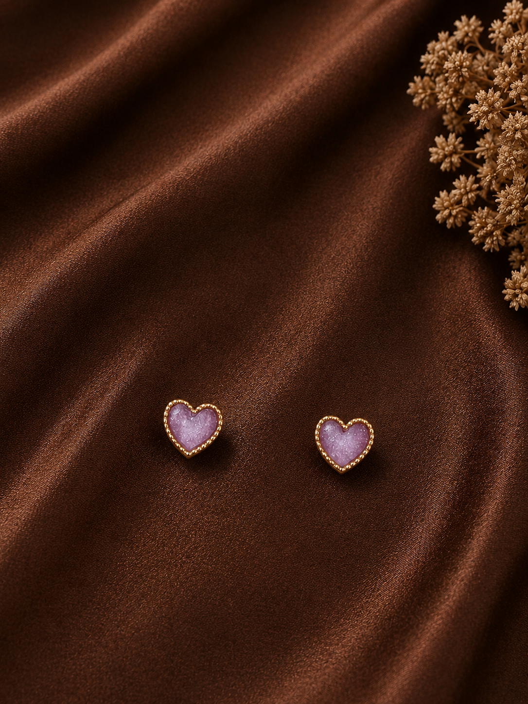 Purple Heart Enamel Stud Earrings
