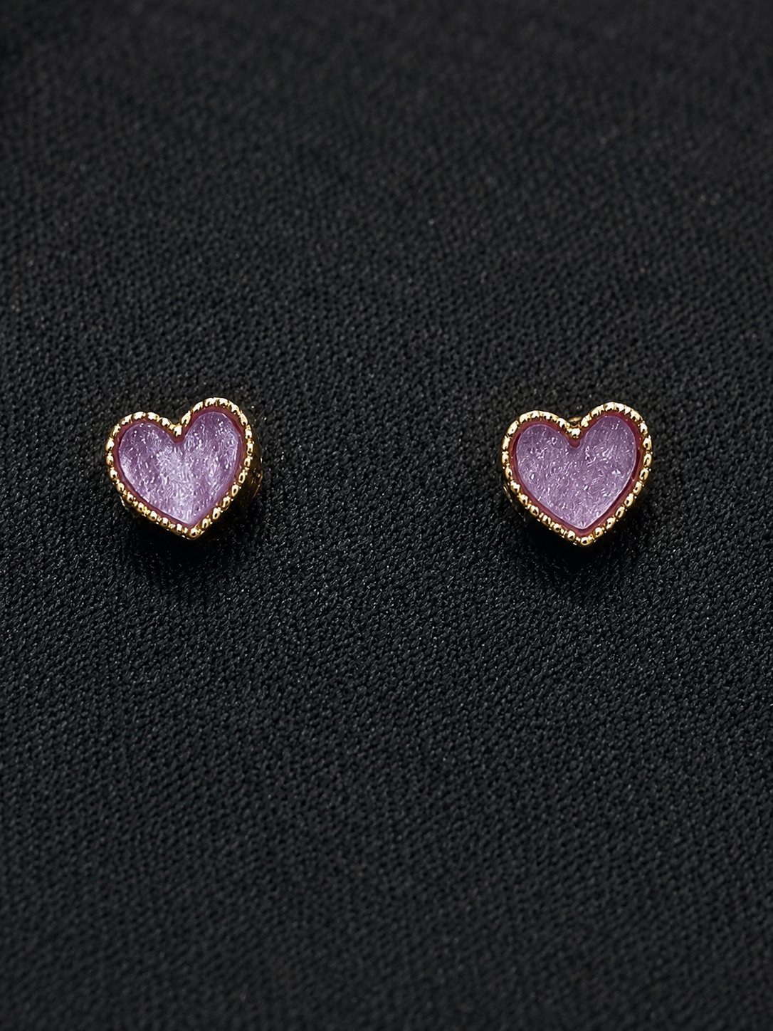 Purple Heart Enamel Stud Earrings