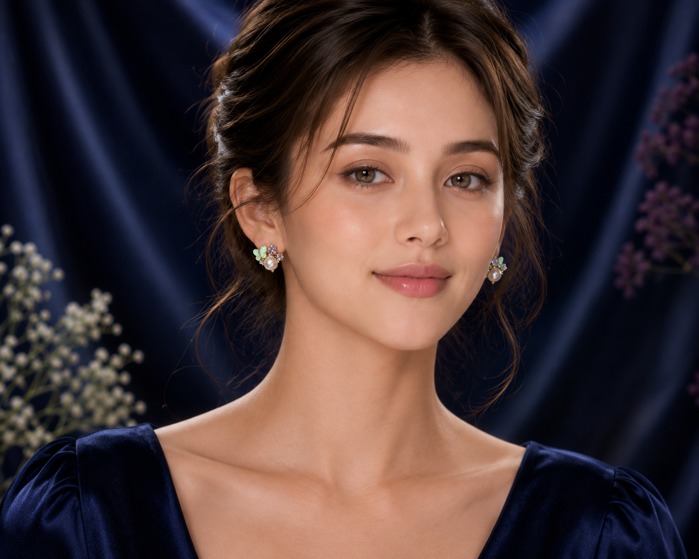Pearl & Crystal Cluster Stud Earrings