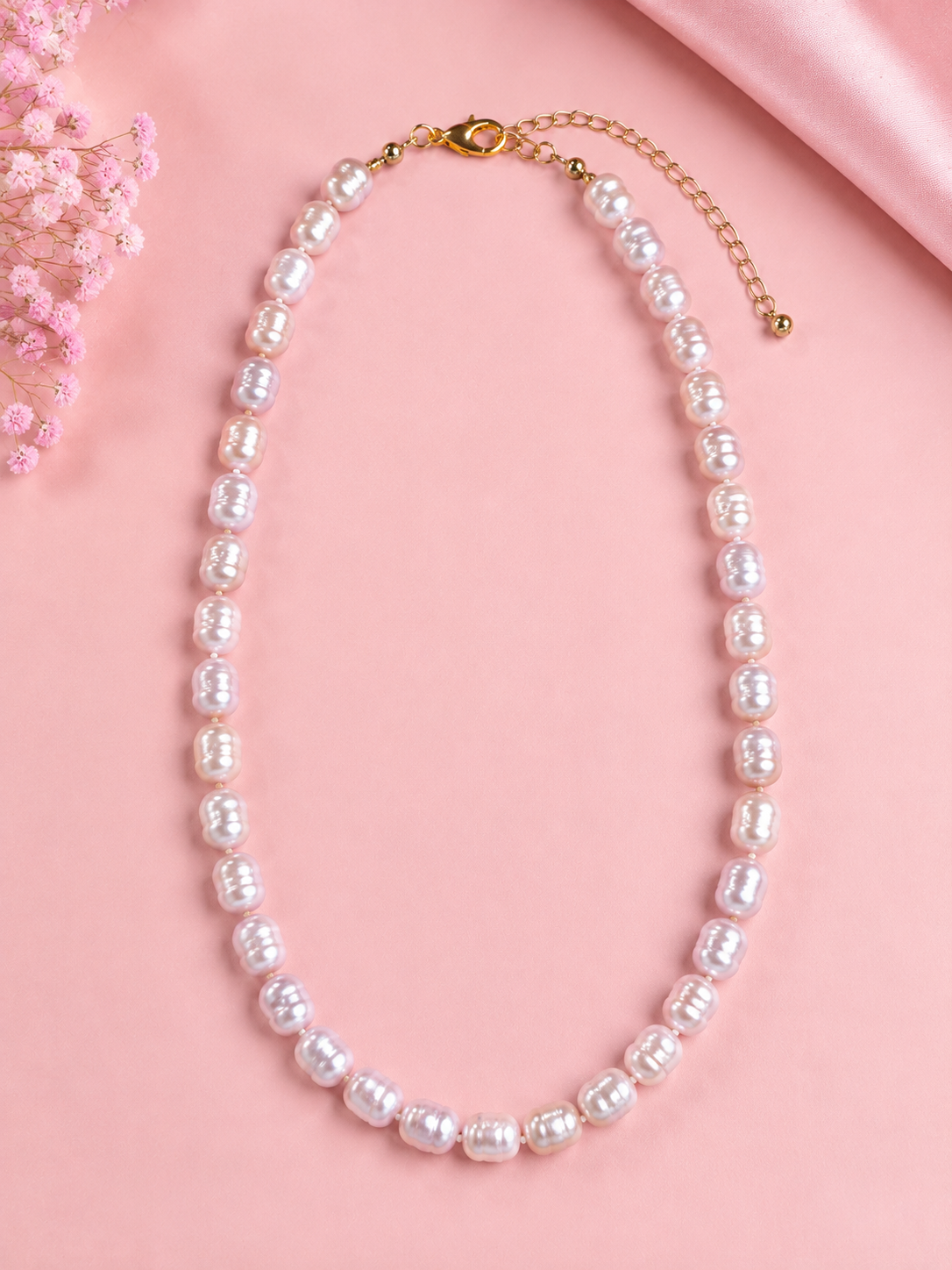 Elegant Pearl Short Necklace with Freshwater-Style Pearl Beads