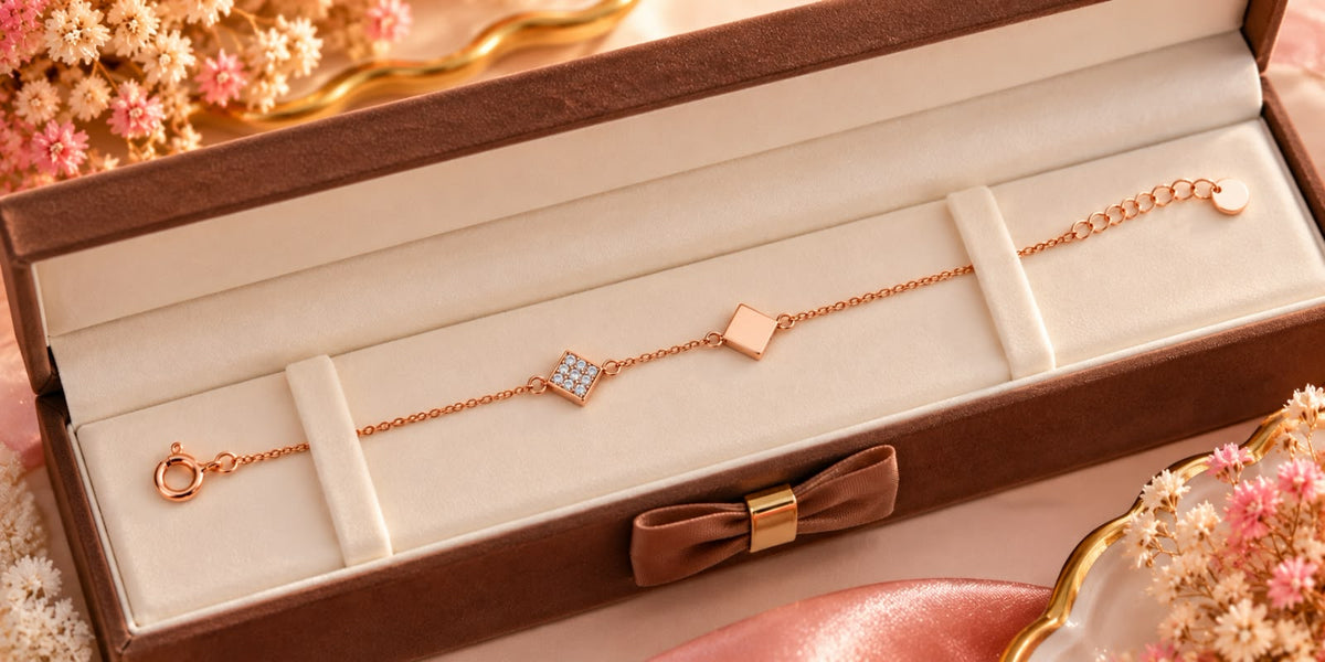 Rose Gold Square Crystal Bracelet
