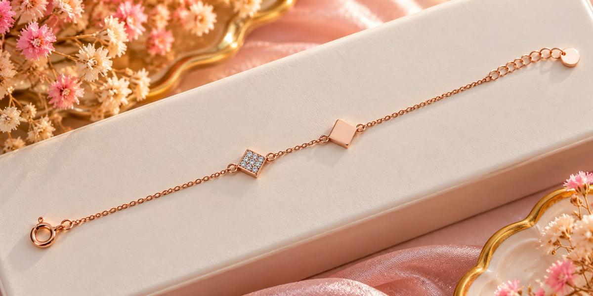 Rose Gold Square Crystal Bracelet