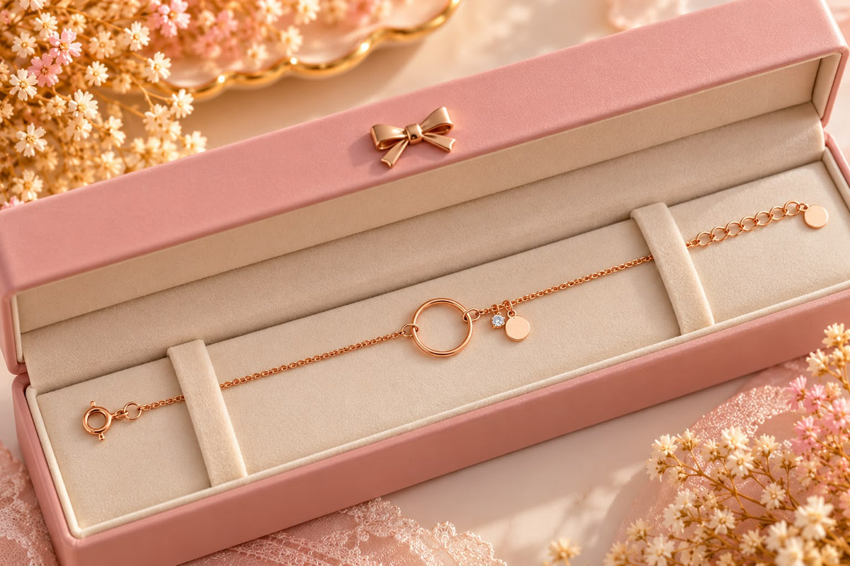 Rose Gold Circle Charm Bracelet